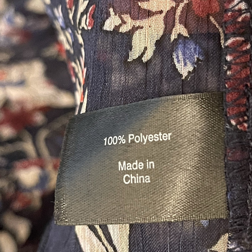 LANE BRYANT 26/28Sheer Navy Blue Floral Chiffon Asymmetrical Babydoll Tunic Boho - Picture 7 of 9